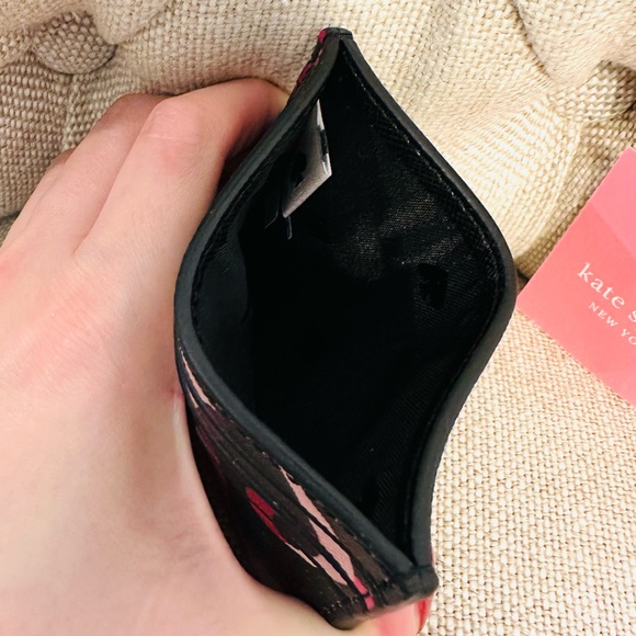 NEW Kate Spade Staci Ribbon Bow Print Card Case Holder Wallet Black Multi - Picture 3 of 5